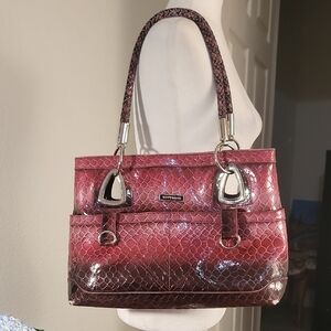 Vittorio Burgundy and Brown Shoulder Bag